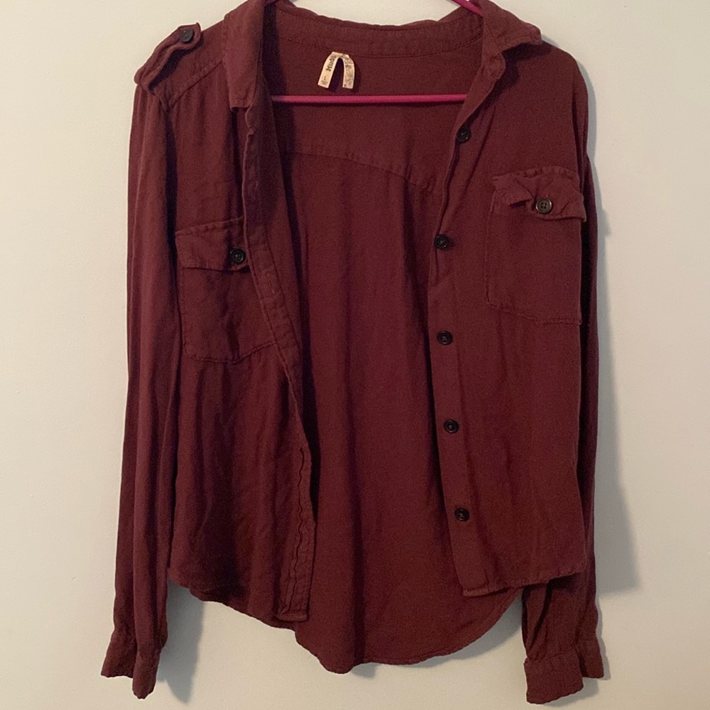 Button down maroon top from Mudd